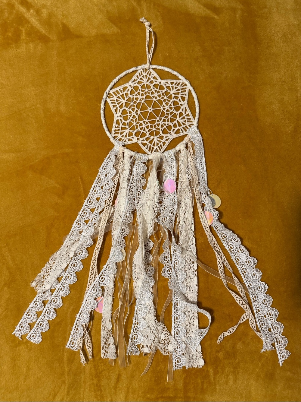 Urban Outfitters Cream Lace Dreamcatcher Wall Hanging
